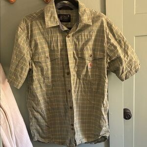 Carhartt Men's Olive Plaid Button Down Shirt